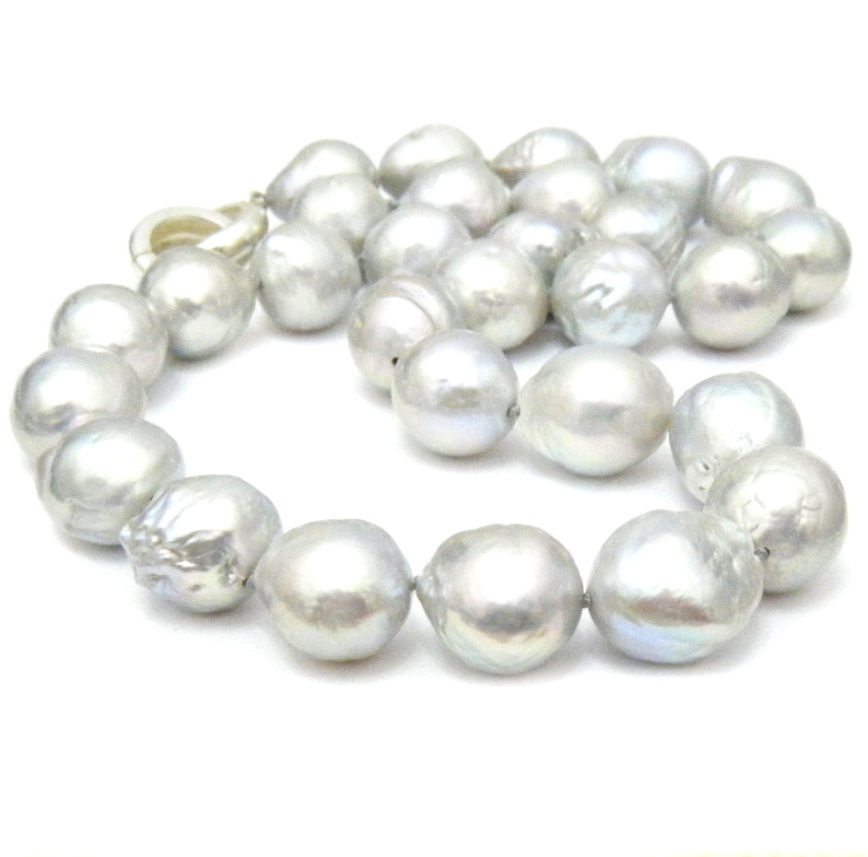Silver Grey Ripple Pearls Necklace